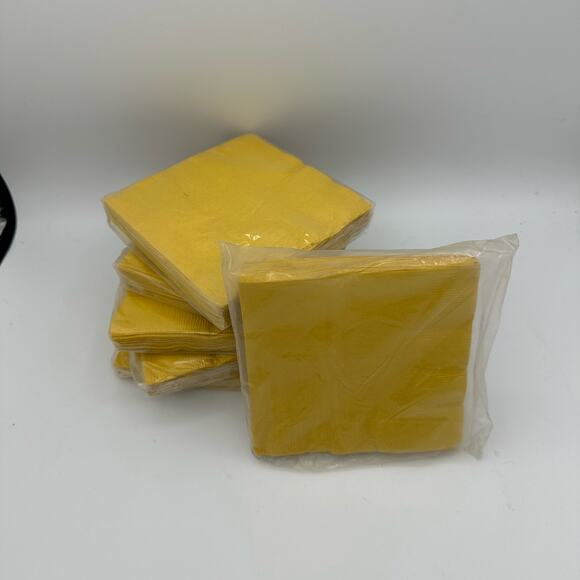 Vintage Paper Cocktail Napkins  NOS Mustard Yellow FOR 4 (FOUR) Packs - Picture 2 of 6